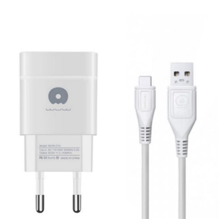 شارژر دیواری دبلیو یو دبلیو مدل T28 به همراه کابل تبدیل USB-C
